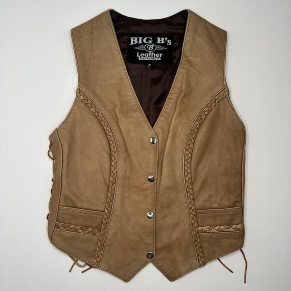 Big B’s Leather Jackets & Blazers - Big B’s Leather South Dakota Leather Motorcycle Vest with Side Laces.